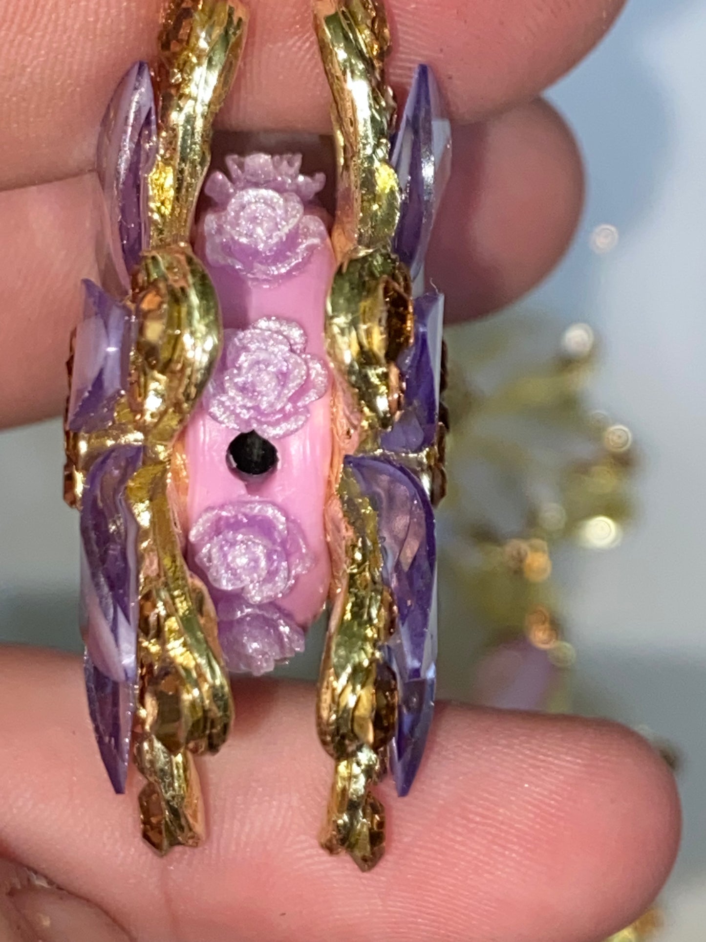 41mm stunning metal, gemstone, and rhinestone bling bead