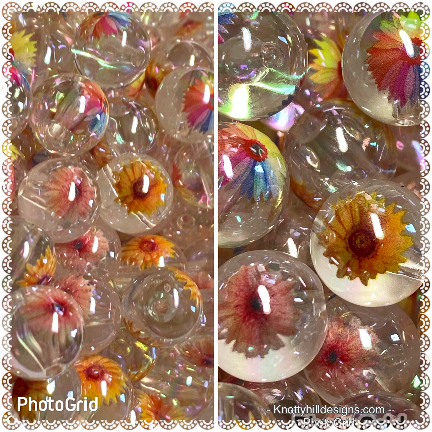 16mm uv coated clear sunflower beads
