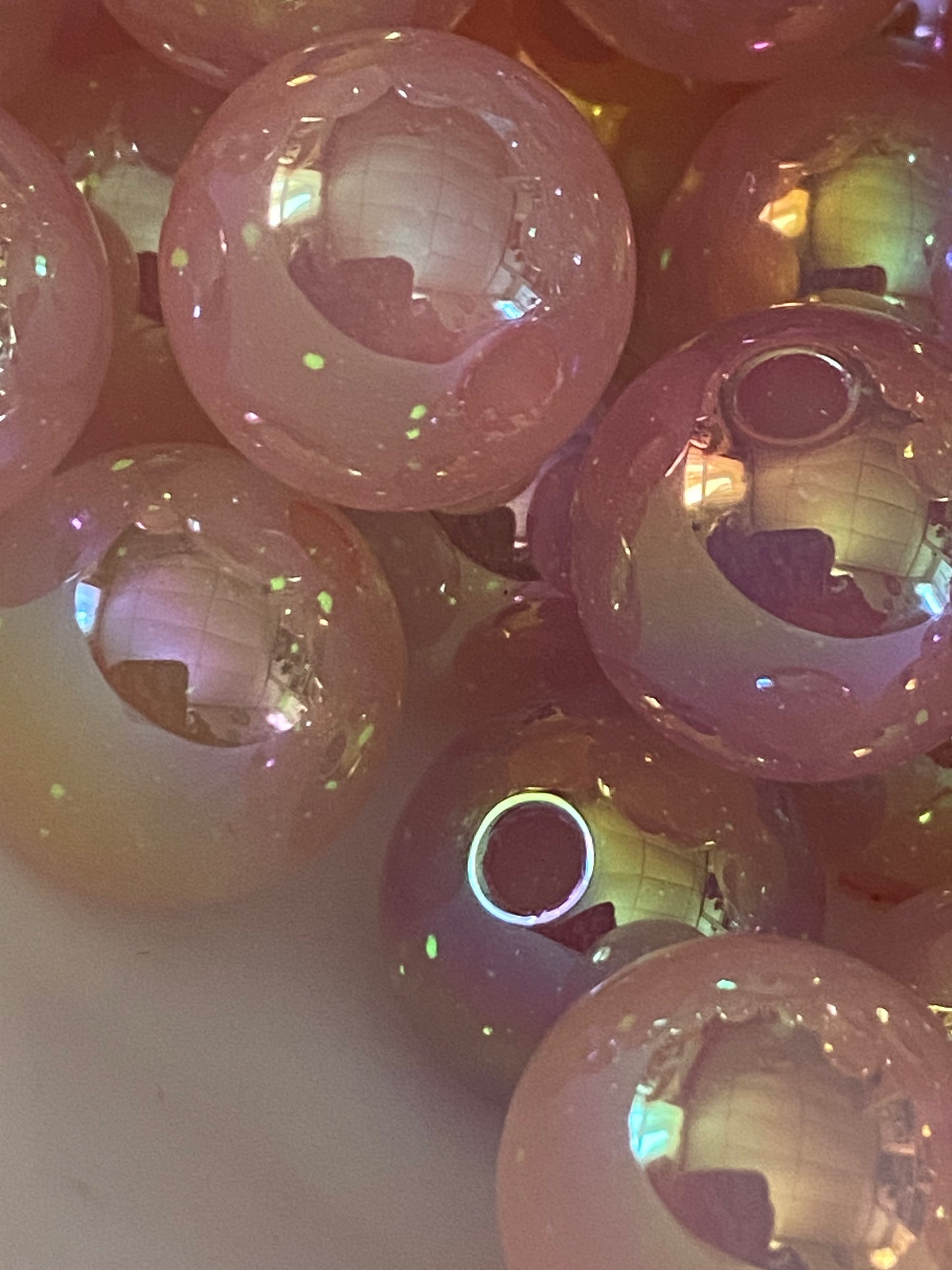 16mm sky luminous uv coated pink bead
