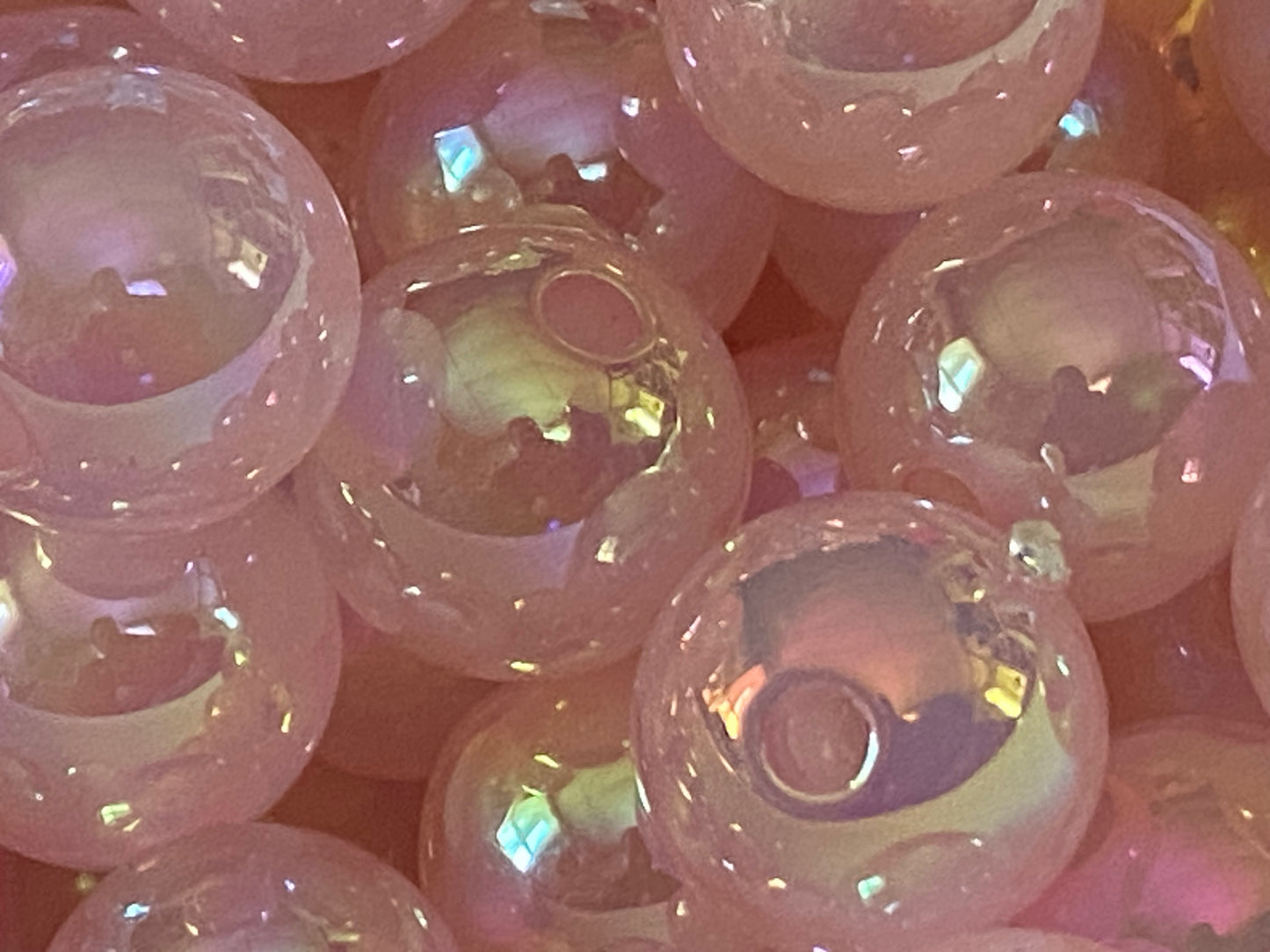 16mm sky luminous uv coated pink bead