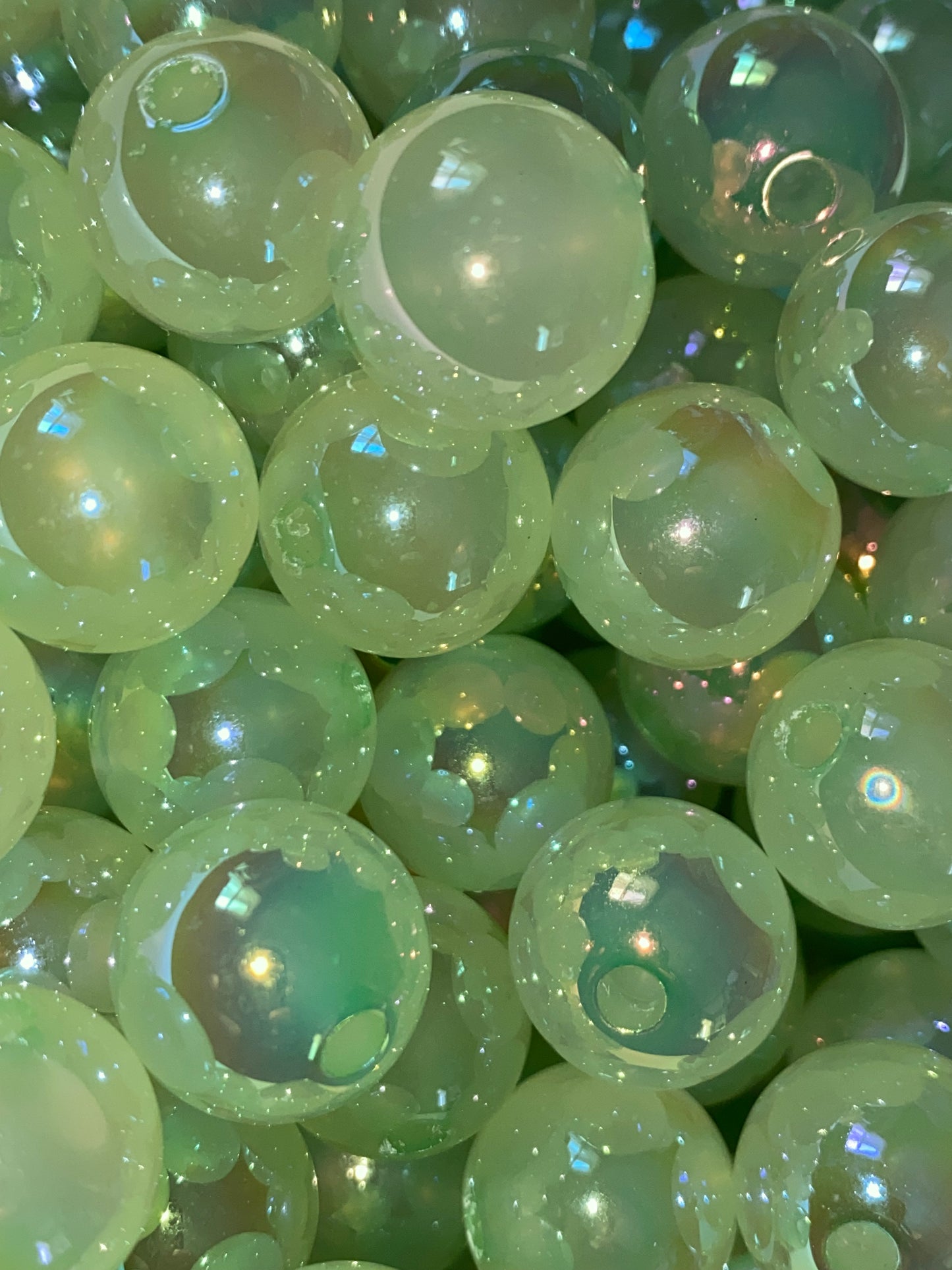 16mm sky luminous green beads