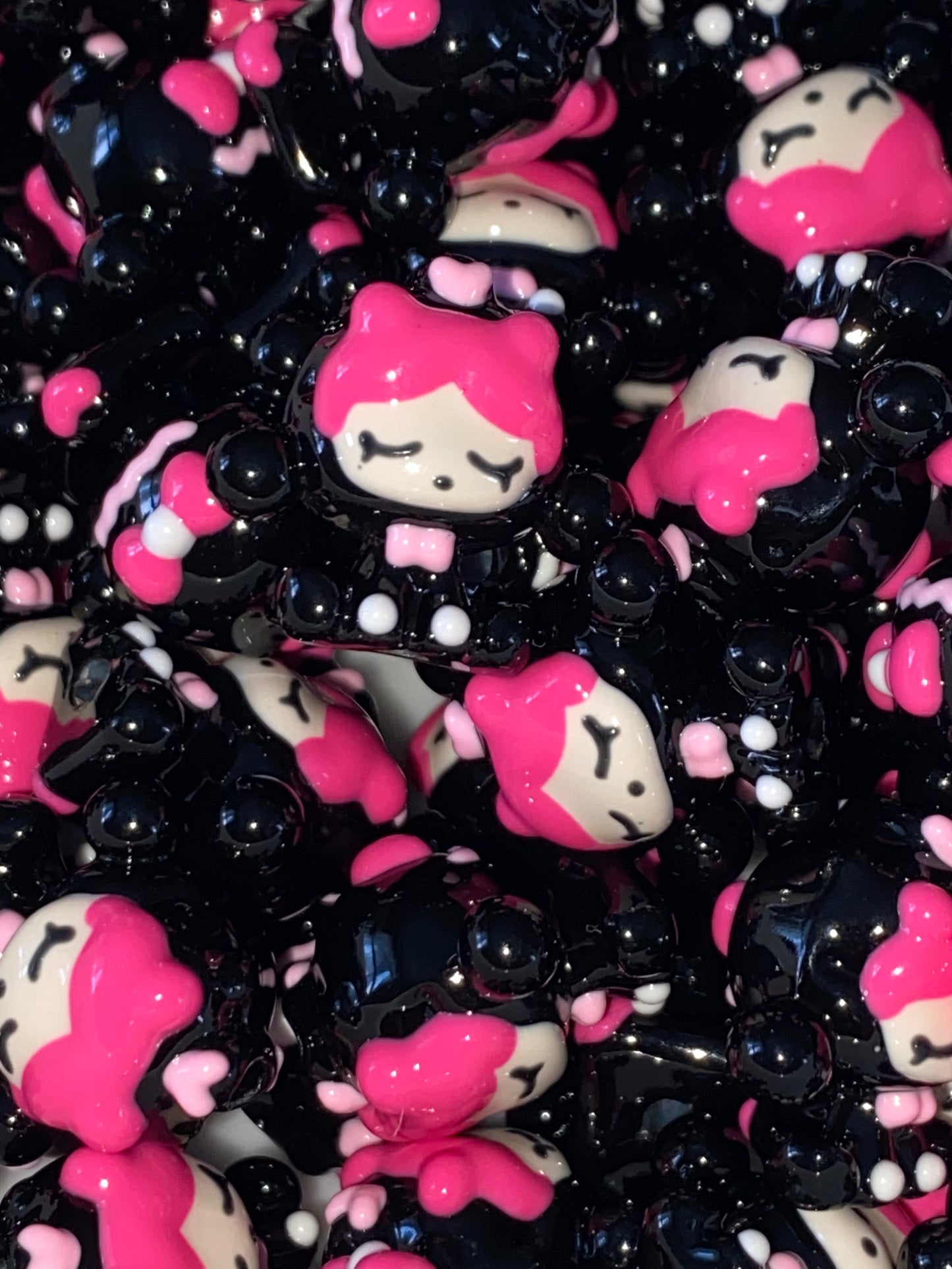18mm hand painted black skull panda