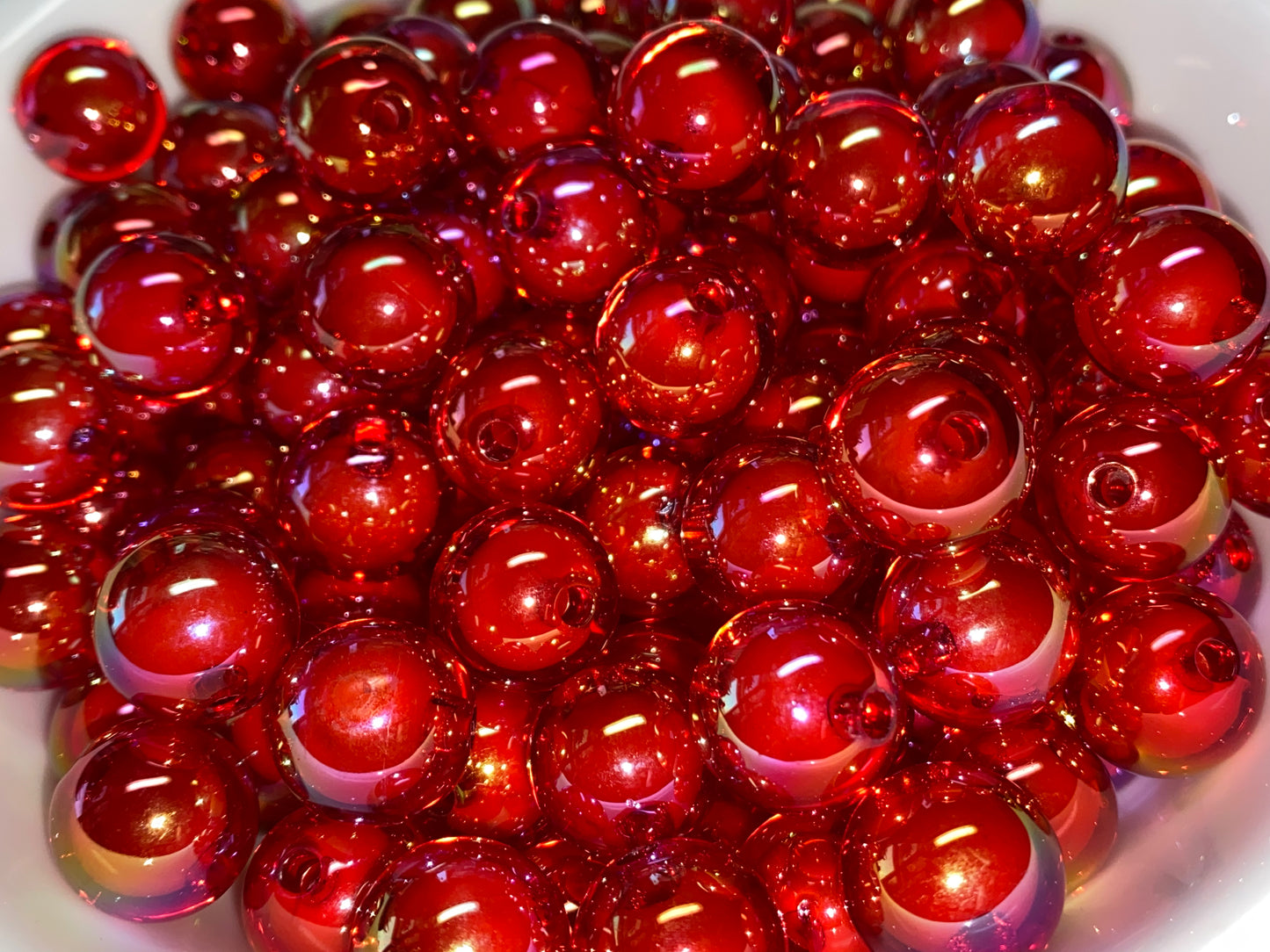 14mm clear red double layer beads