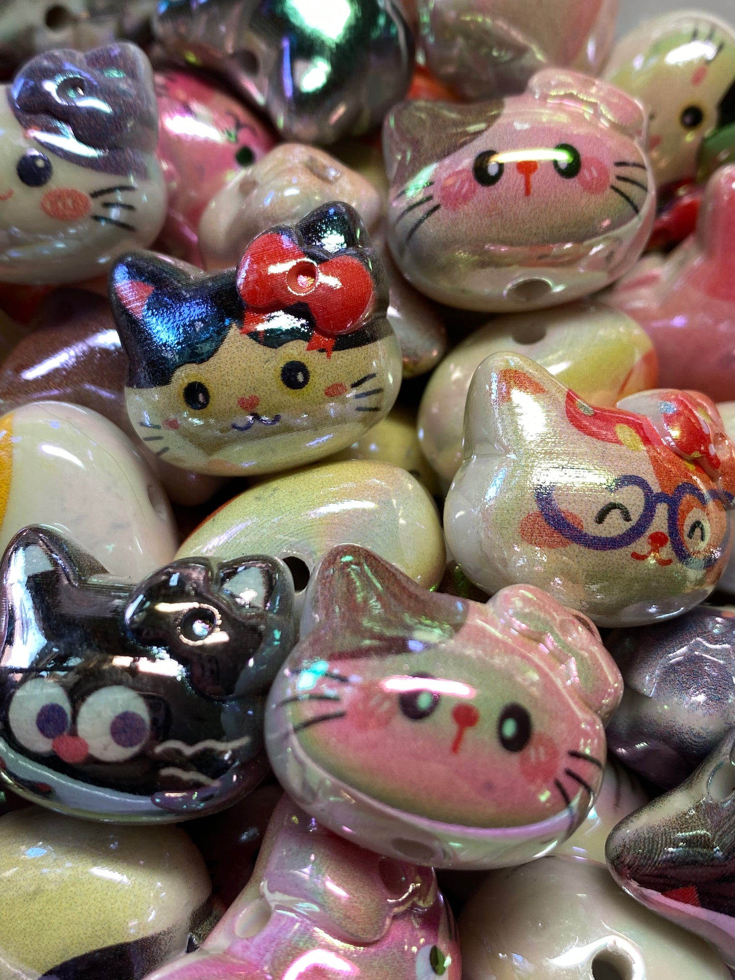 20mm uv coated cute as all heck kitty beads