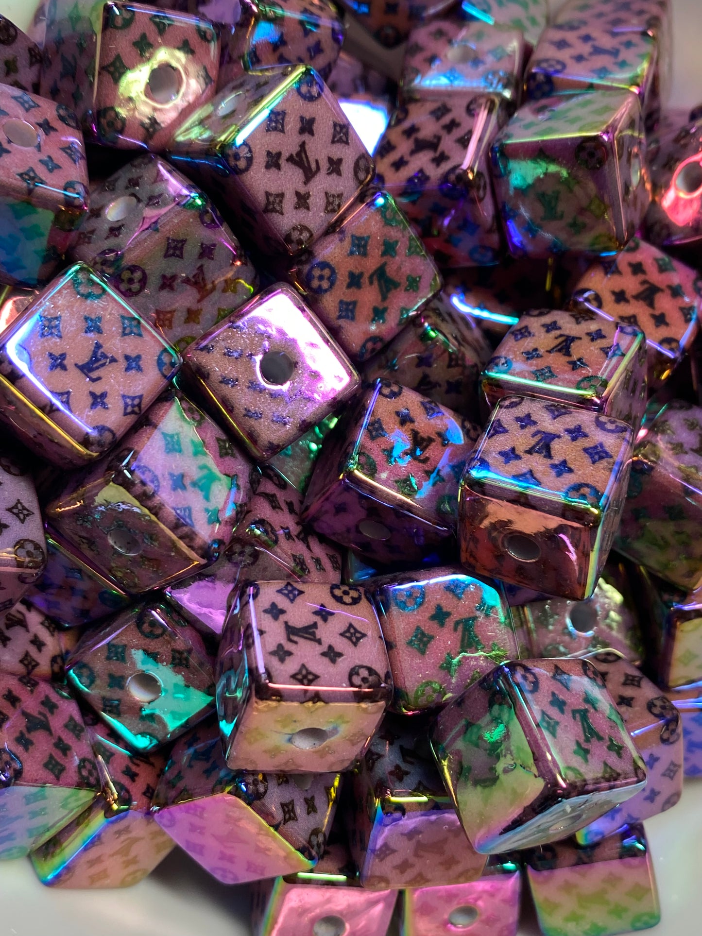 14mm designer LV purple cubes