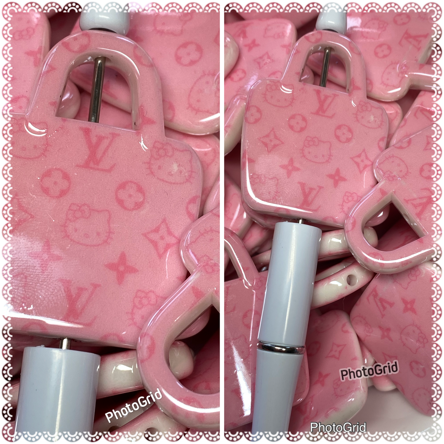 50mm uv coated pink LV purse featuring HK