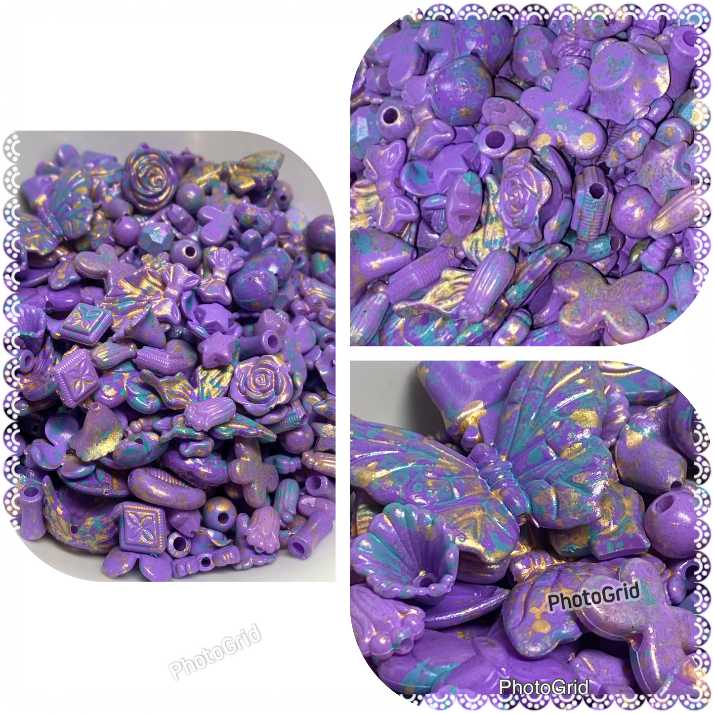 Purple mixed size charm beads