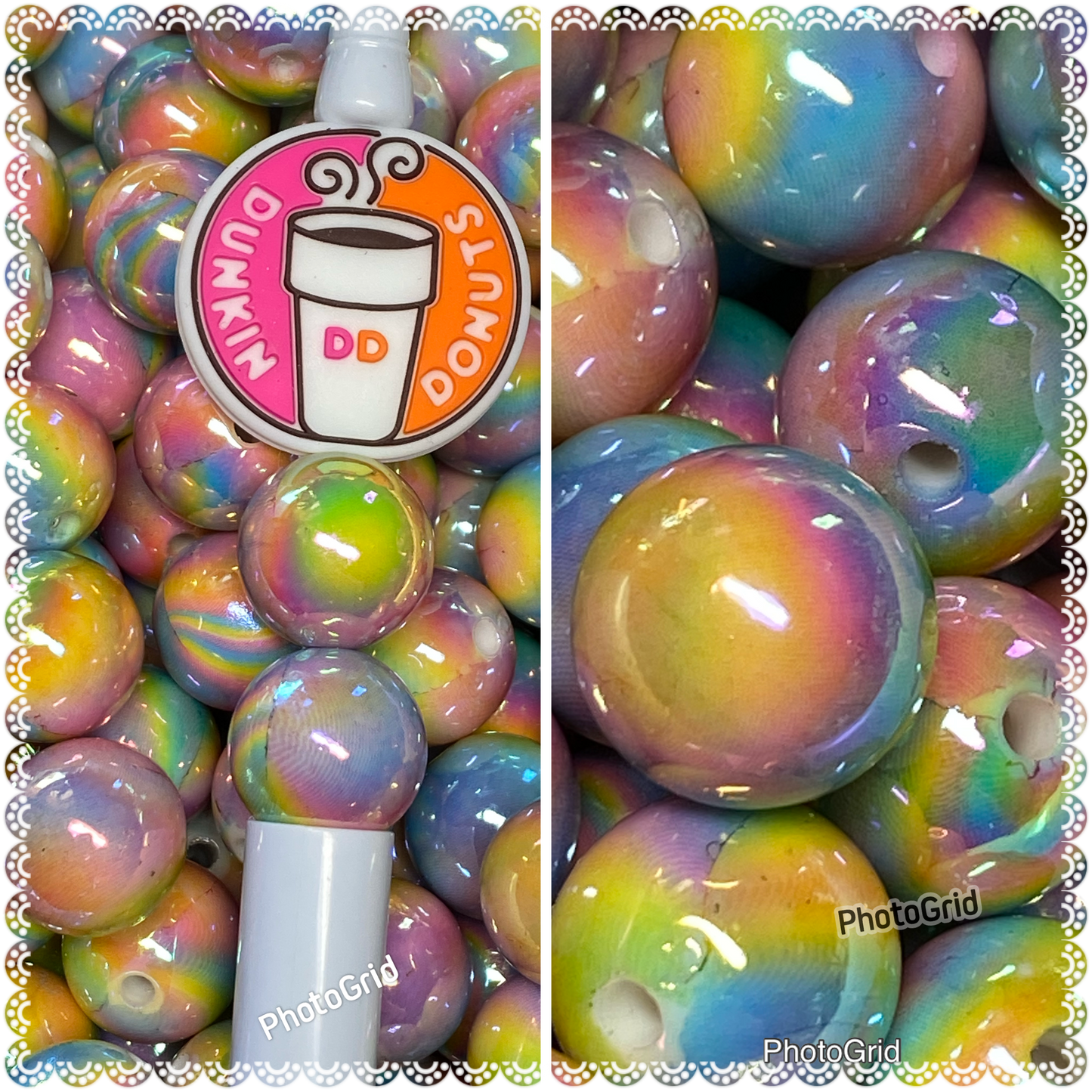 16mm tie dye rainbow beads