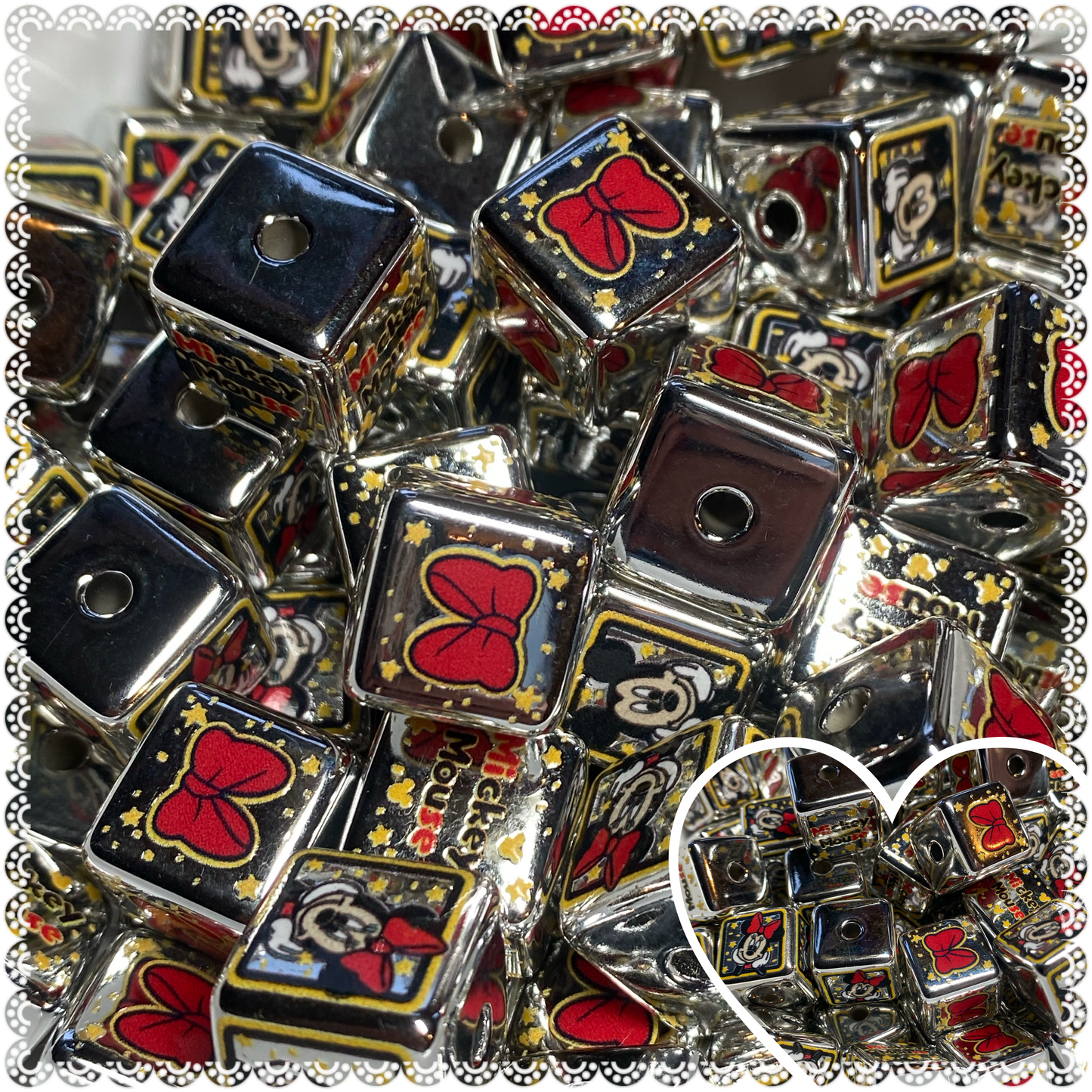 16mm chrome mouse cube beads