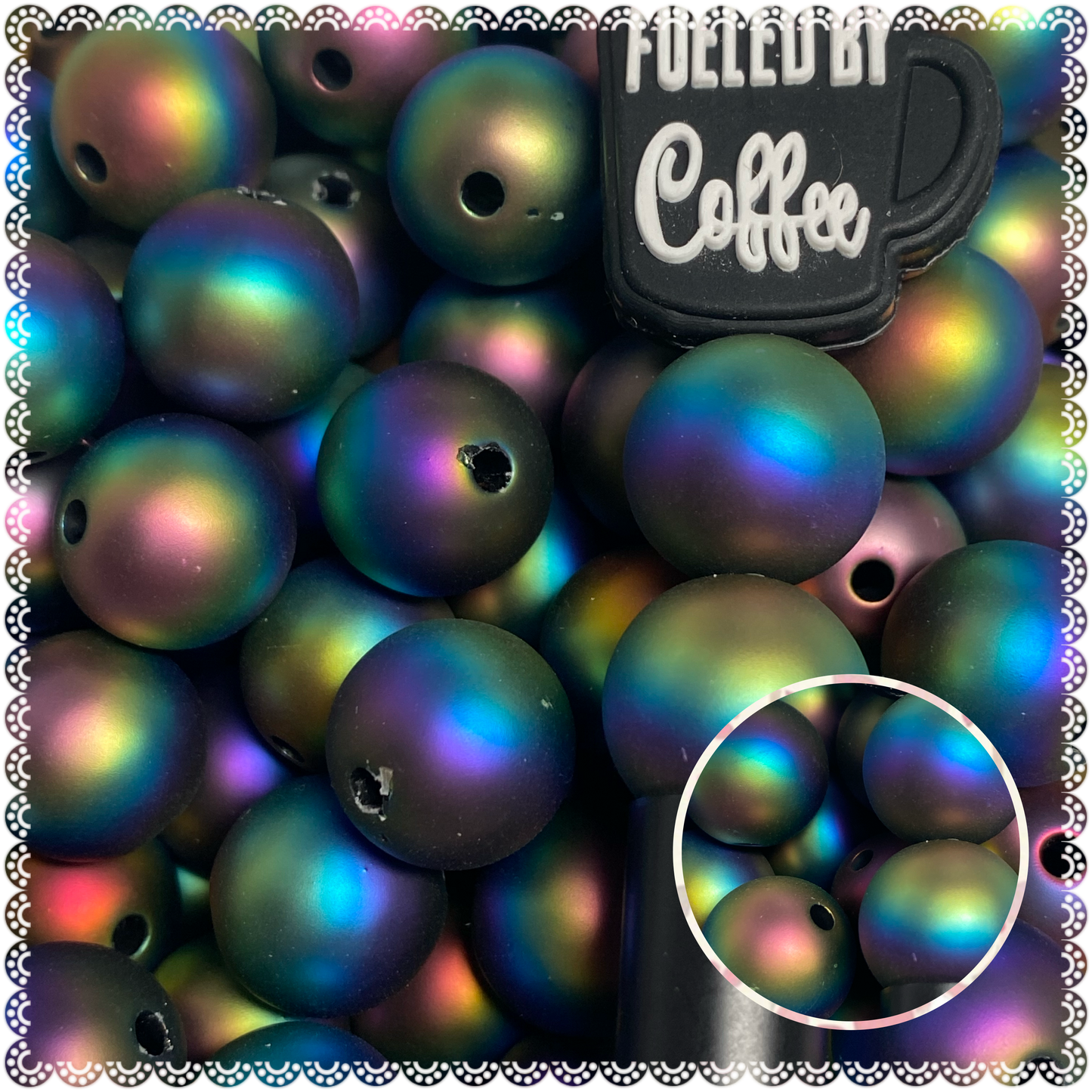 16mm matte oil spill rainbow bead
