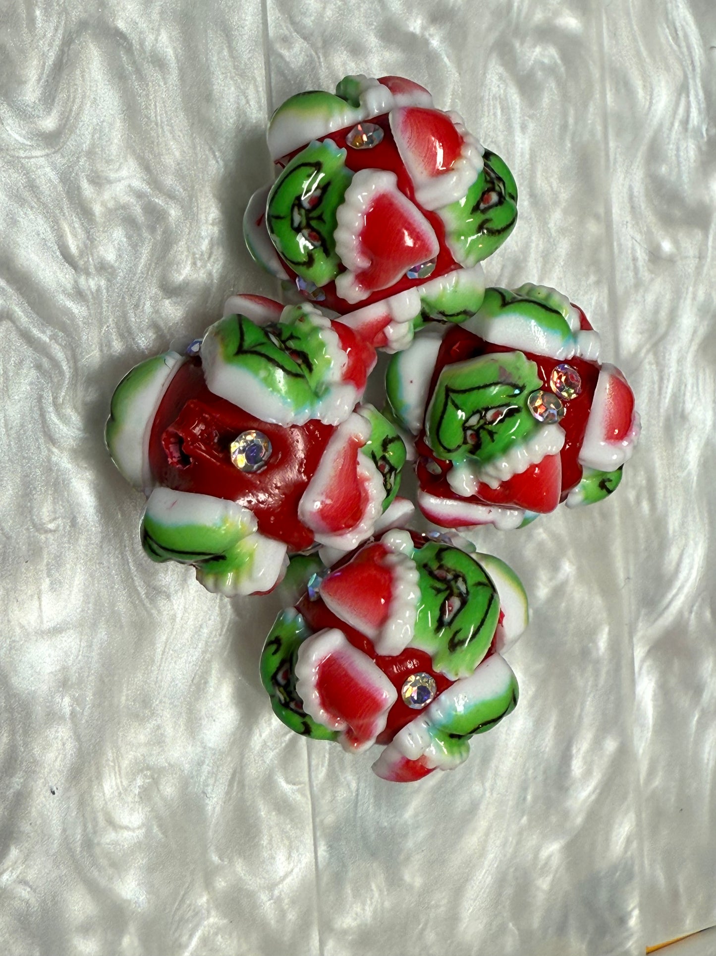 18mm grinch beads with ab rhinestone