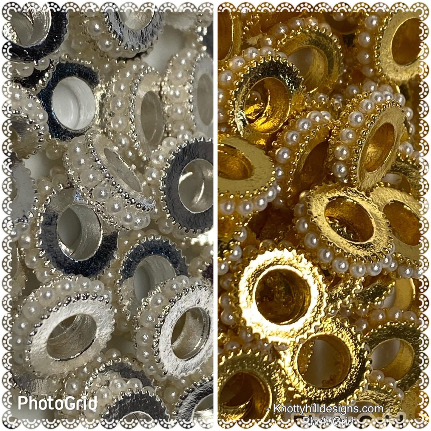 10mm metal and pearl delicate spaces