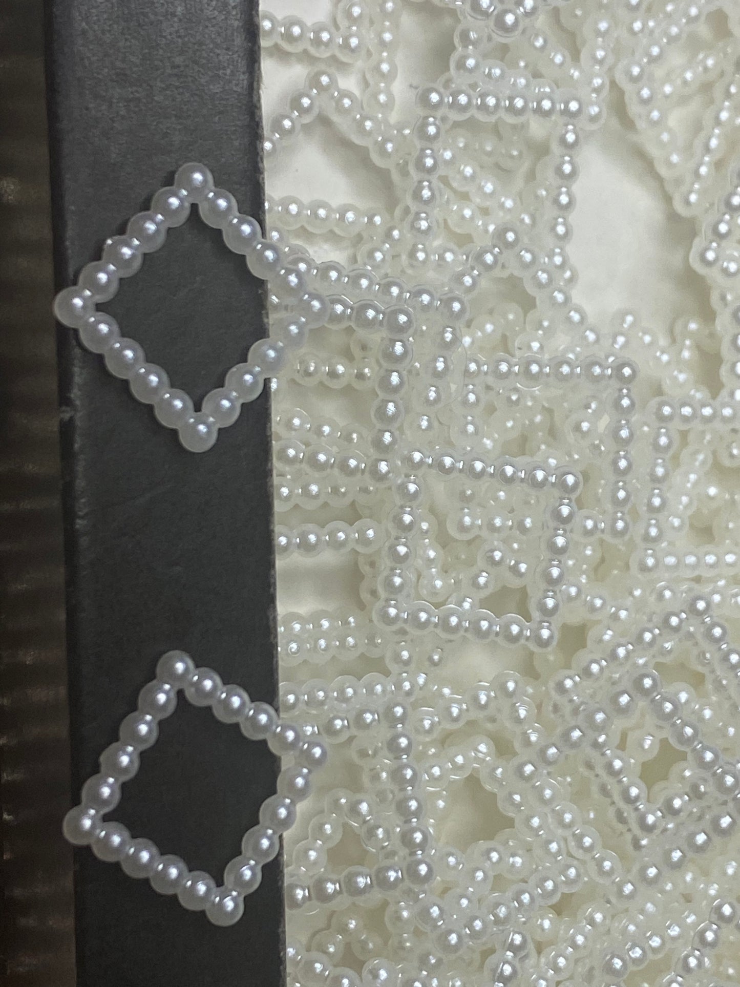 50: 12mm square pearl spacers beads