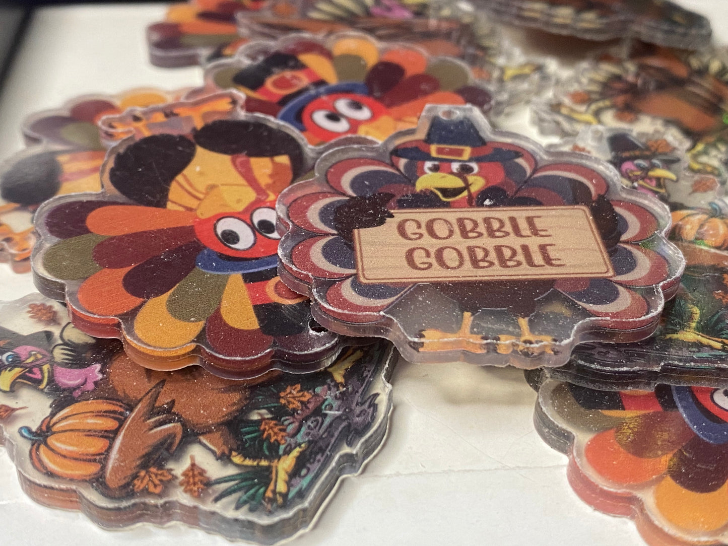 5cm double-sided flatback Thanksgivings acrylics four designs