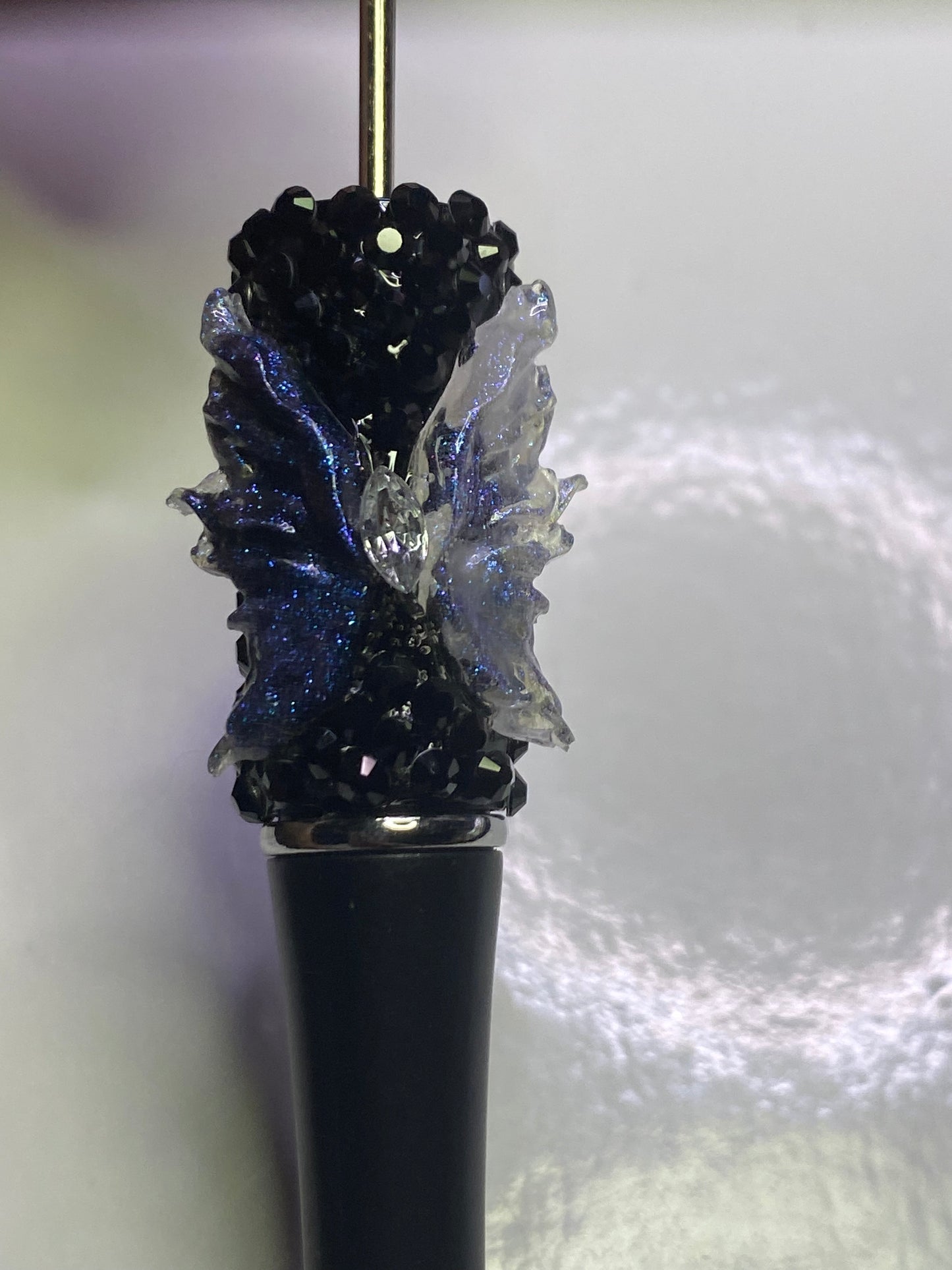 Beadable butterfly and rhinestone pen
