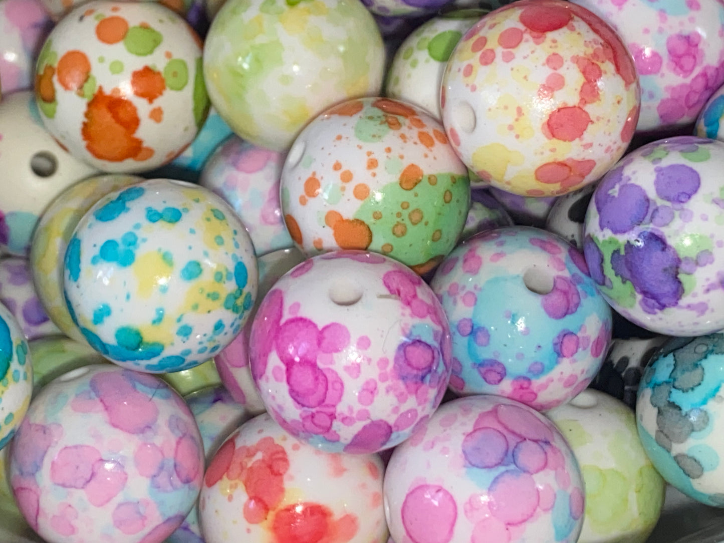 16mm watercolor splat beads