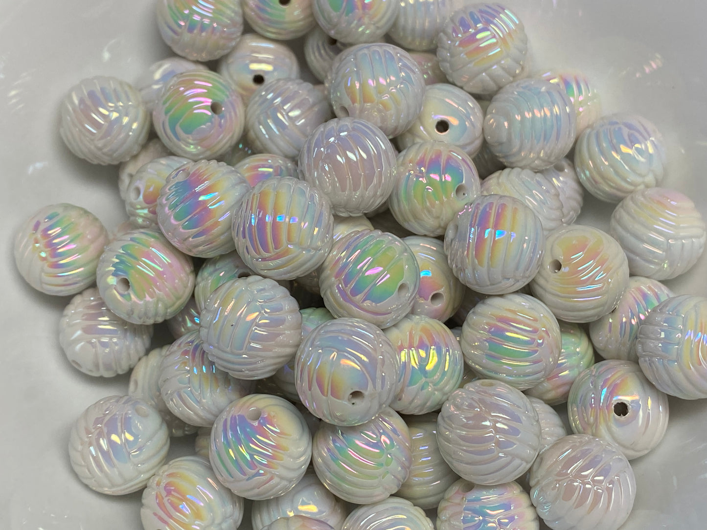 White yarn beads