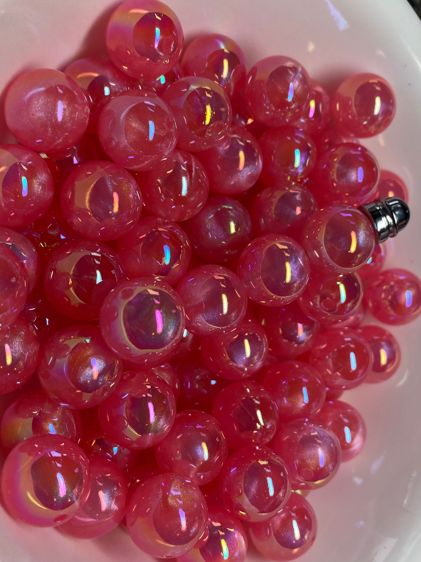 16mm cats eye pink beads