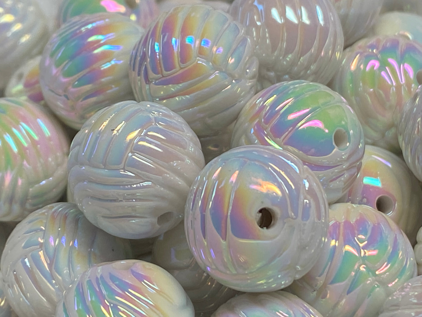 White yarn beads