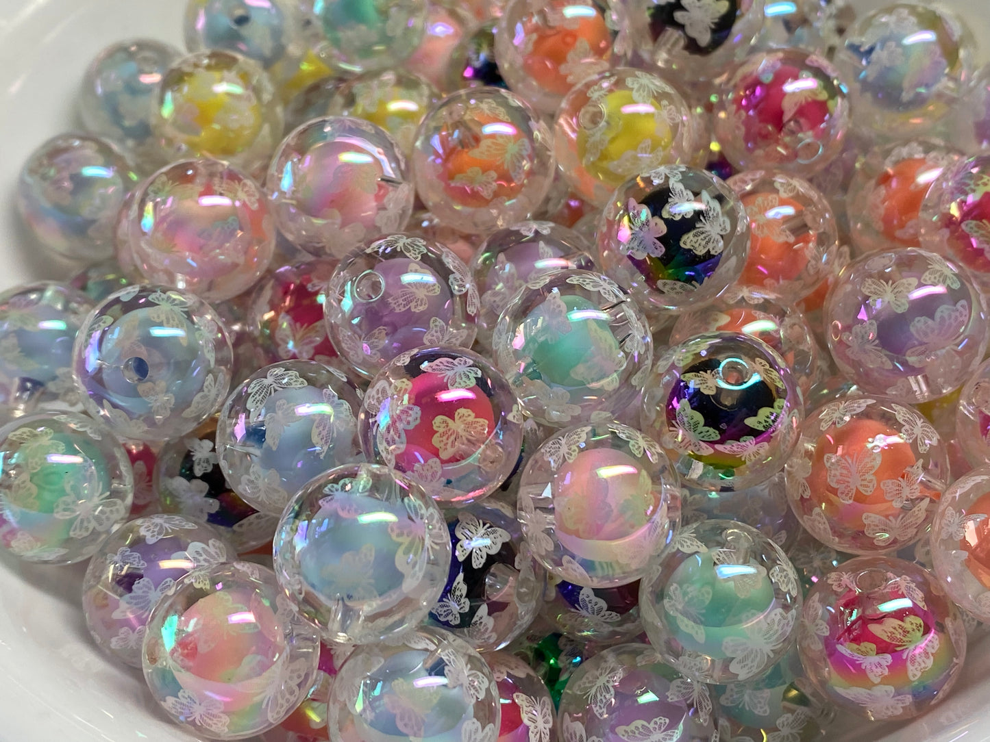 16mm double layer colorful mix butterfly covered beads