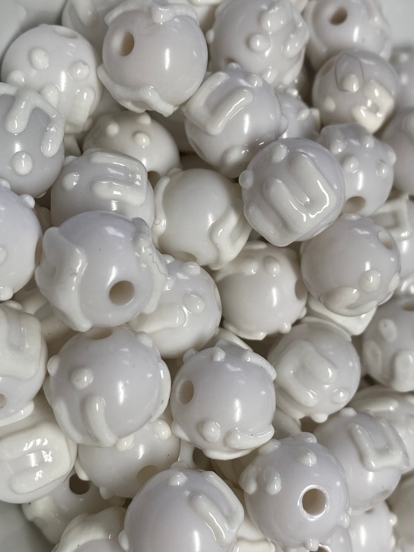 16mm white on white hand painted drip beads