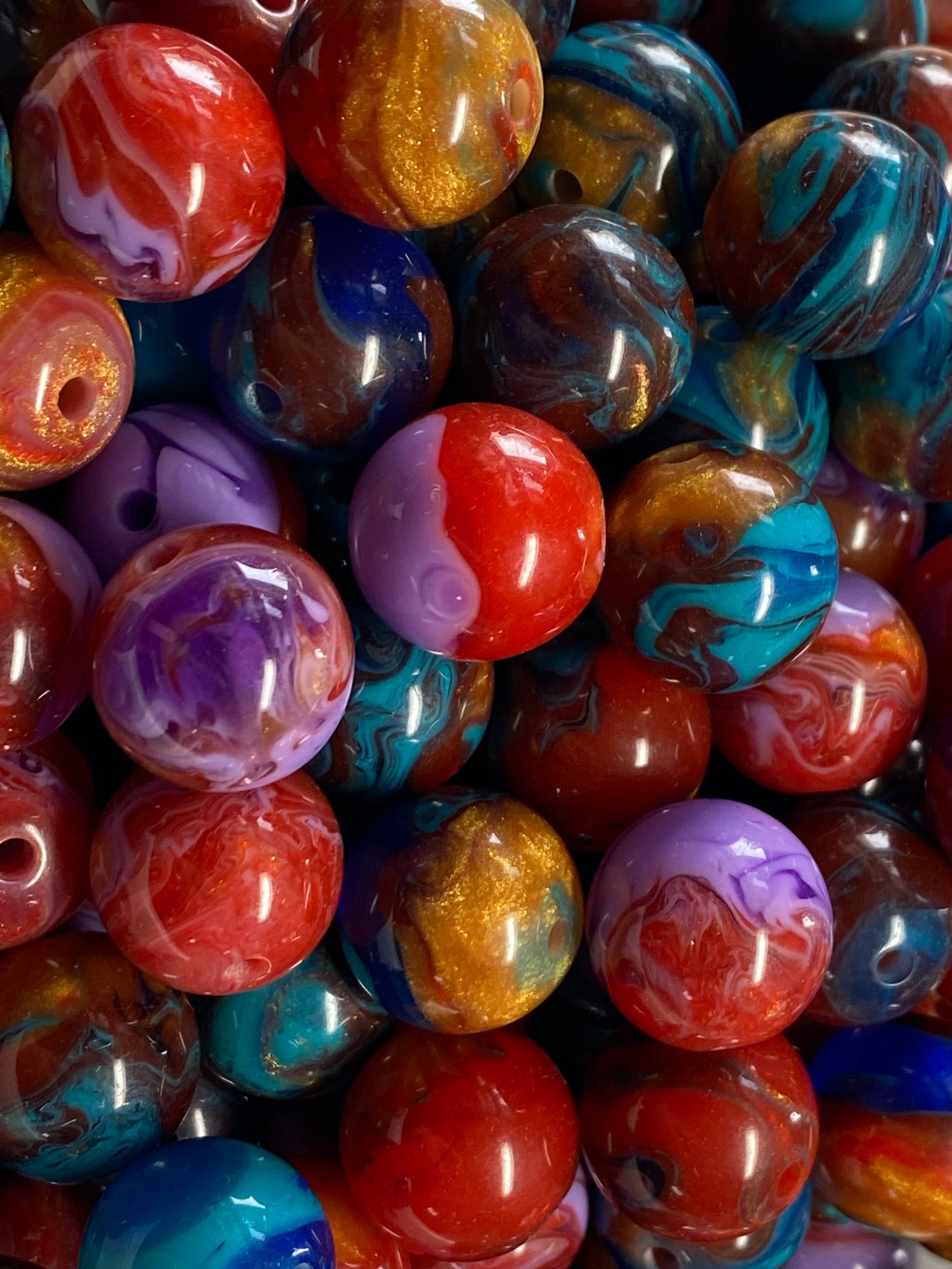 16mm calico swirl beads