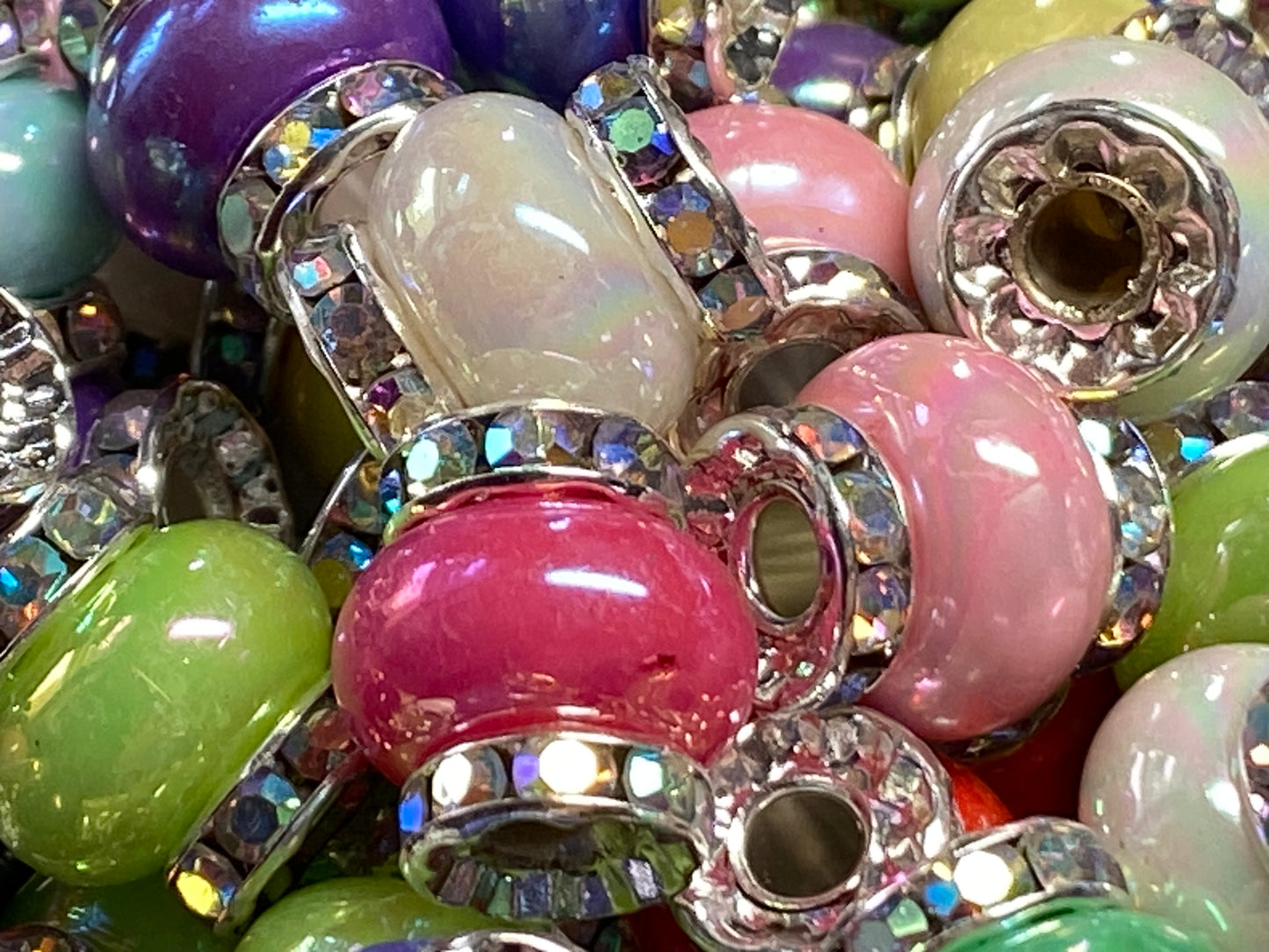 14mm silver rhinestone and acrylic spacers