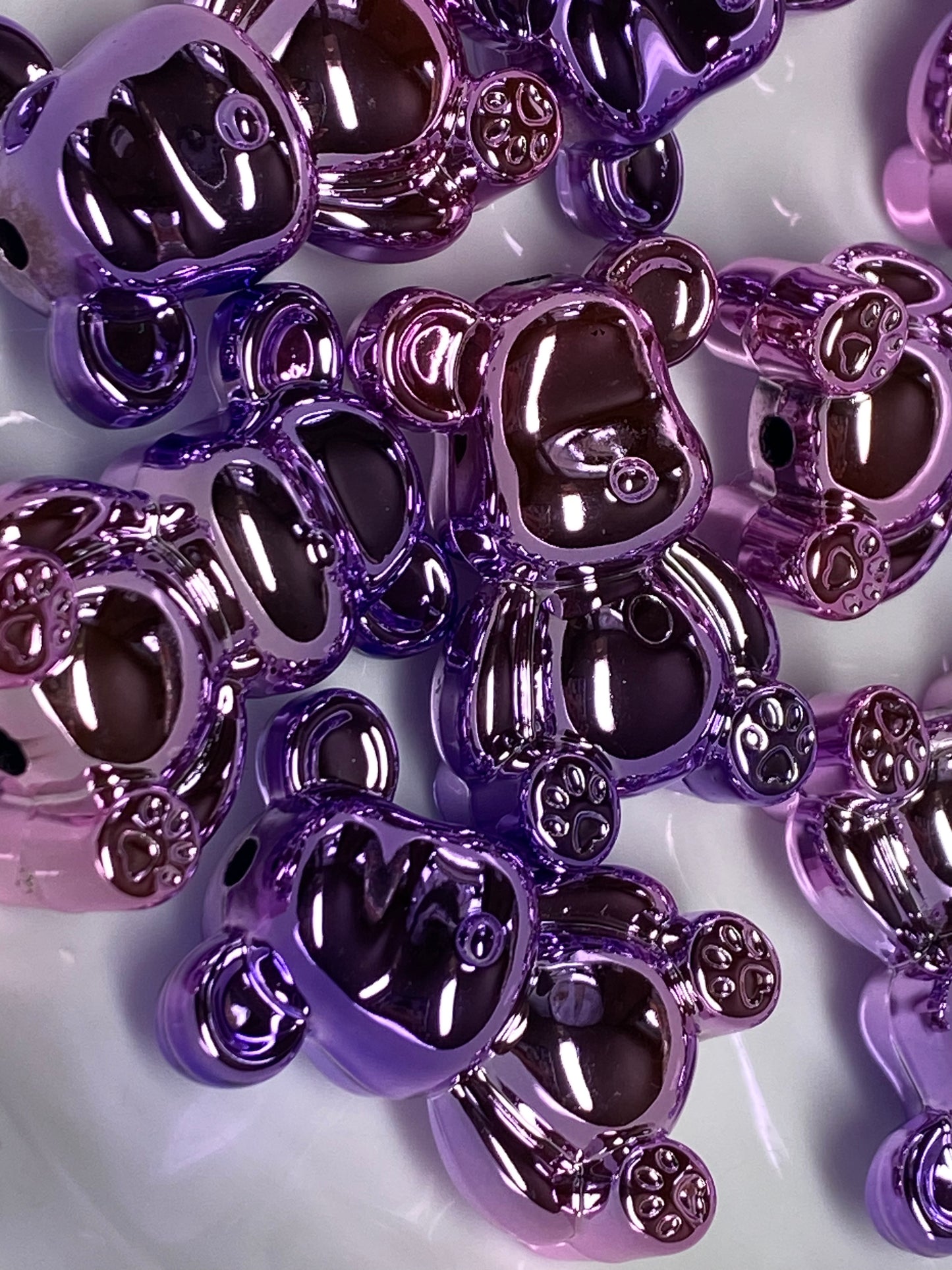 33mm metallic colored ombré bear beads