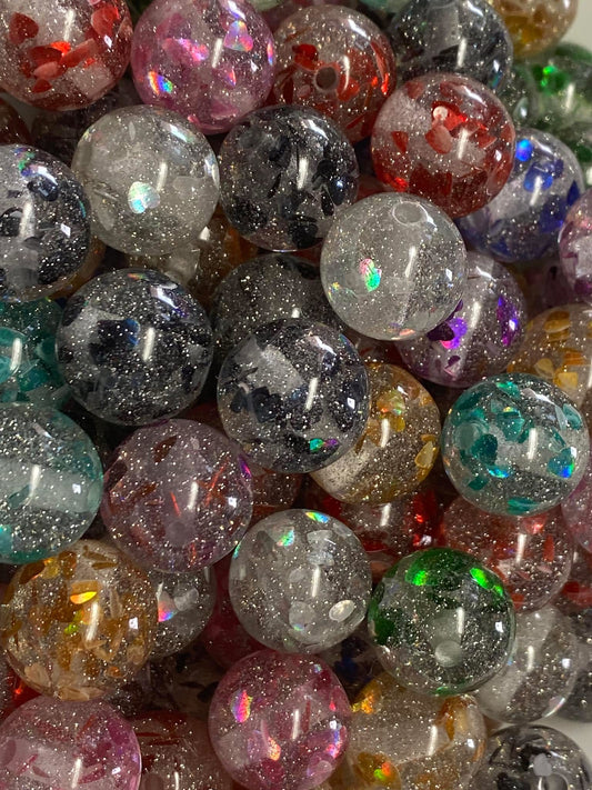16mm halo glitter with colorful metallic hearts