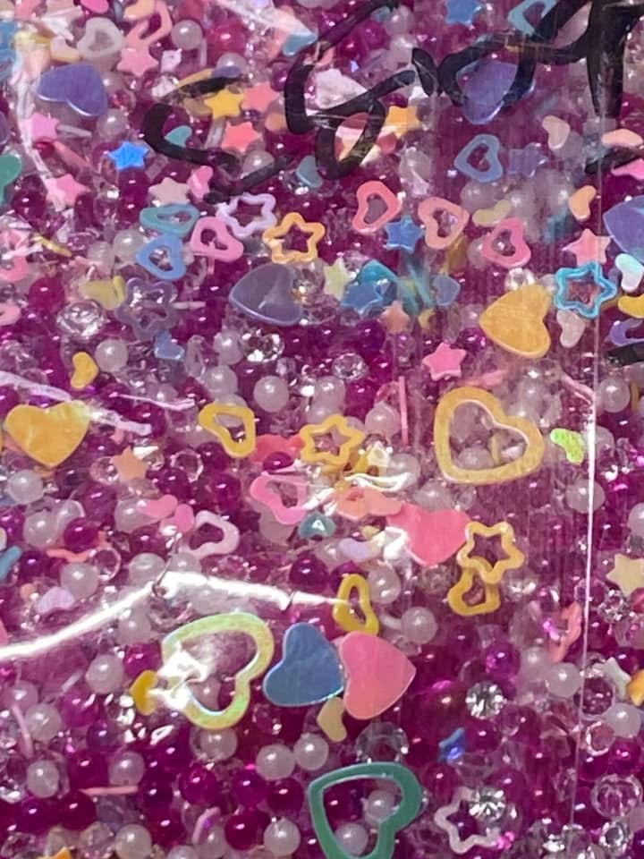 Acrylic sugar crystals for decorating your own pens,fancy beads, journal pages. Hair bands and so much more. Try using it on a bookmark!