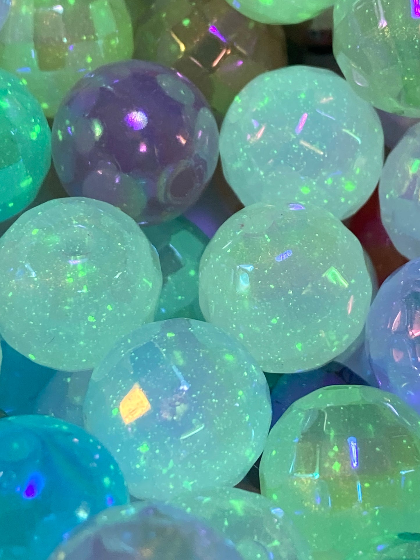 14mm sky luminous disco beads
