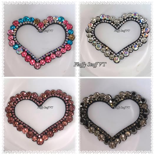 52mm large rhinestone felt and metal flat back hearts.