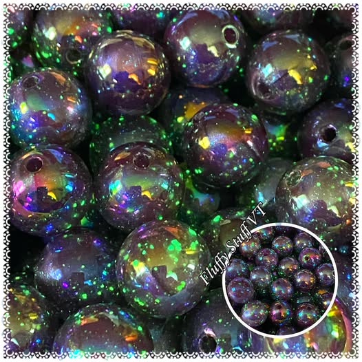 16mm Dark egg plant glow/sky lumi beads