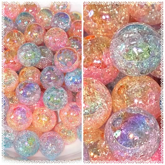 16mm ombre soft pastel uv coated crackle bead