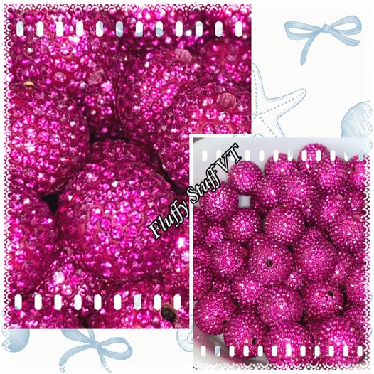 20mm Glass rhinestone fuchsia top quality bead