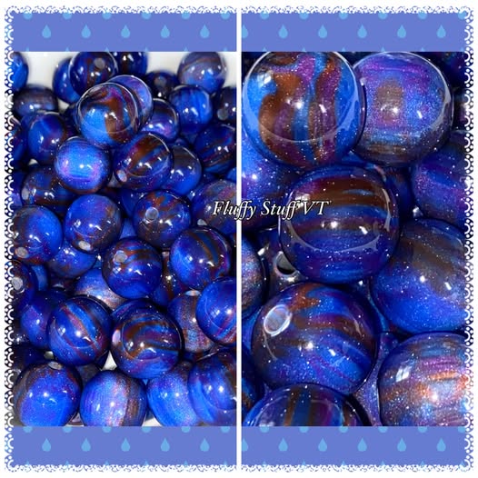 16mm tri color resin marble beads with a pretty glittery galaxy design