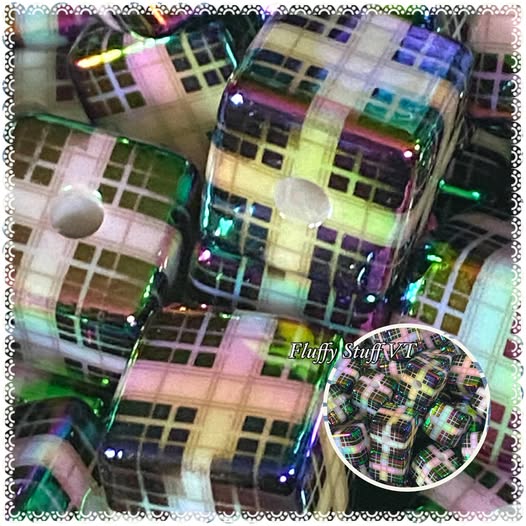 14mm classic black and white square glossy bead.