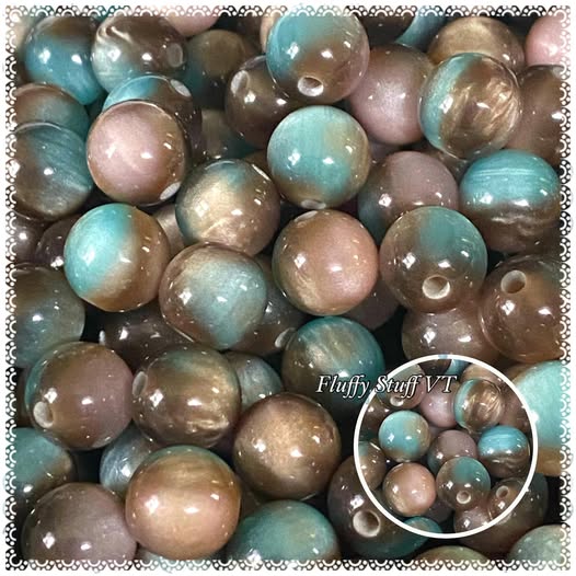 10mm teal and grayish brown cats eye beads