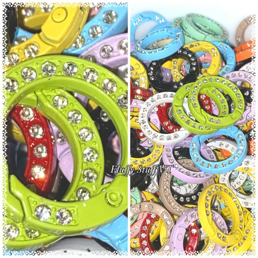 24mm metal and rhinestone mixed colorful spring rings.
