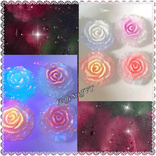 34mm sky lumi flat back soft touch variegated roses.