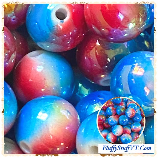 16mm red, white, & blue AB coated beads