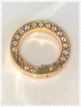 24mm rhinestone encrusted metal spring keychain rings.