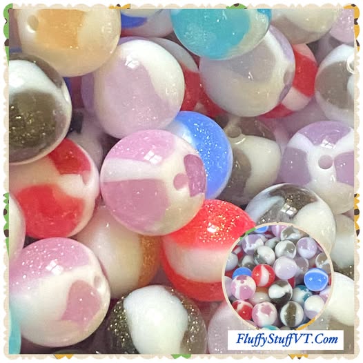 16mm milky gold glitter galaxy bead