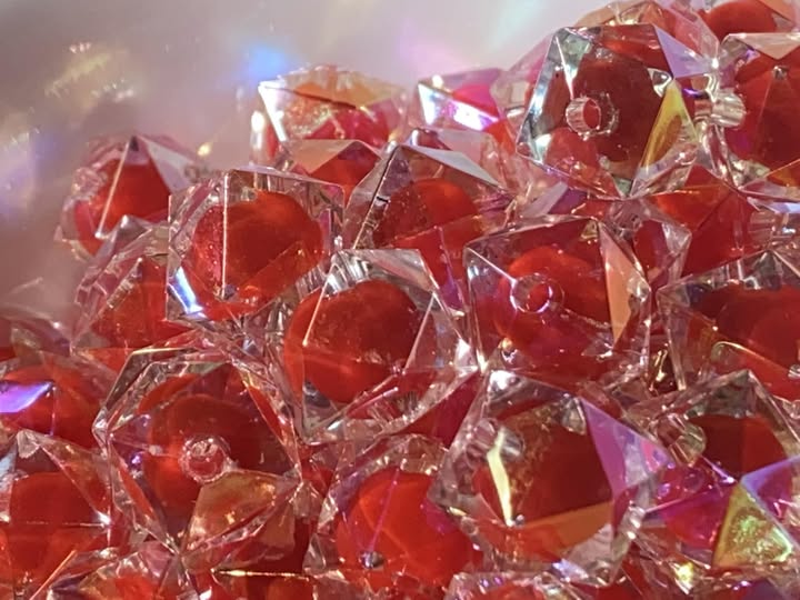 16mm double layer red hex bead