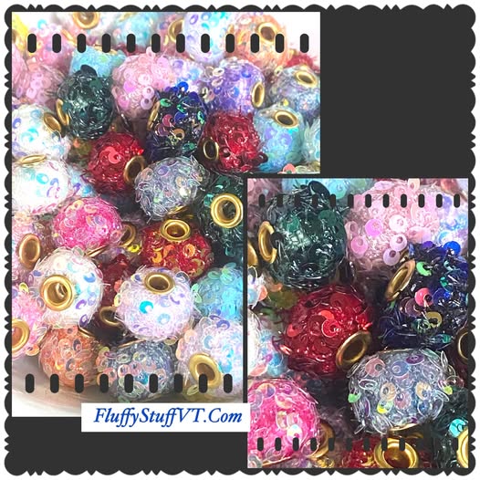16mm sequin fabric spacers with metal center.
