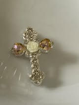 30mm beautiful gem filled metal cross with soft rose.