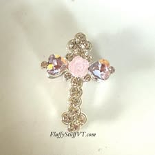 30mm beautiful gem filled metal cross with soft rose.