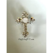 30mm beautiful gem filled metal cross with soft rose.