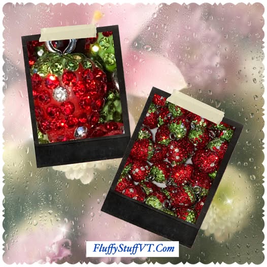 21mm glass rhinestone dew spores strawberry pendants.