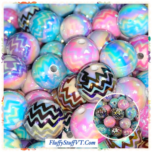 16mm zigzag fade mixed color uv coated beads.